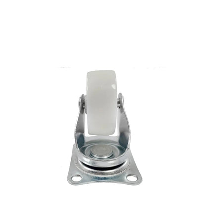 Rodaja giratoria Maincraft blanca con rueda de polipropileno y base metálica