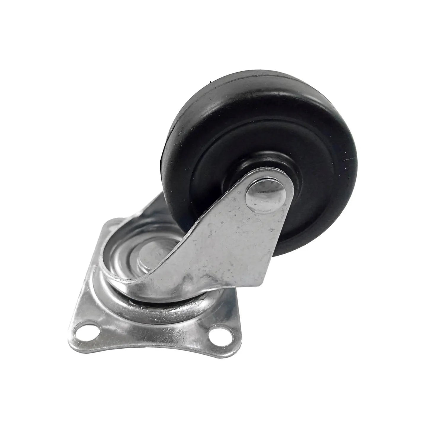 Rodaja giratoria negra de 2 pulgadas, base metálica, rueda de caucho, para muebles.
