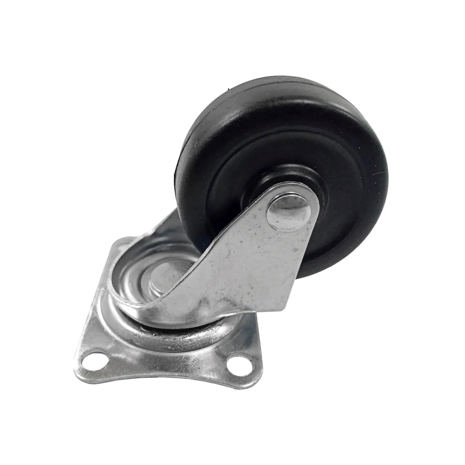 Rodaja giratoria negra de 2 pulgadas, base metálica, rueda de caucho, para muebles.
