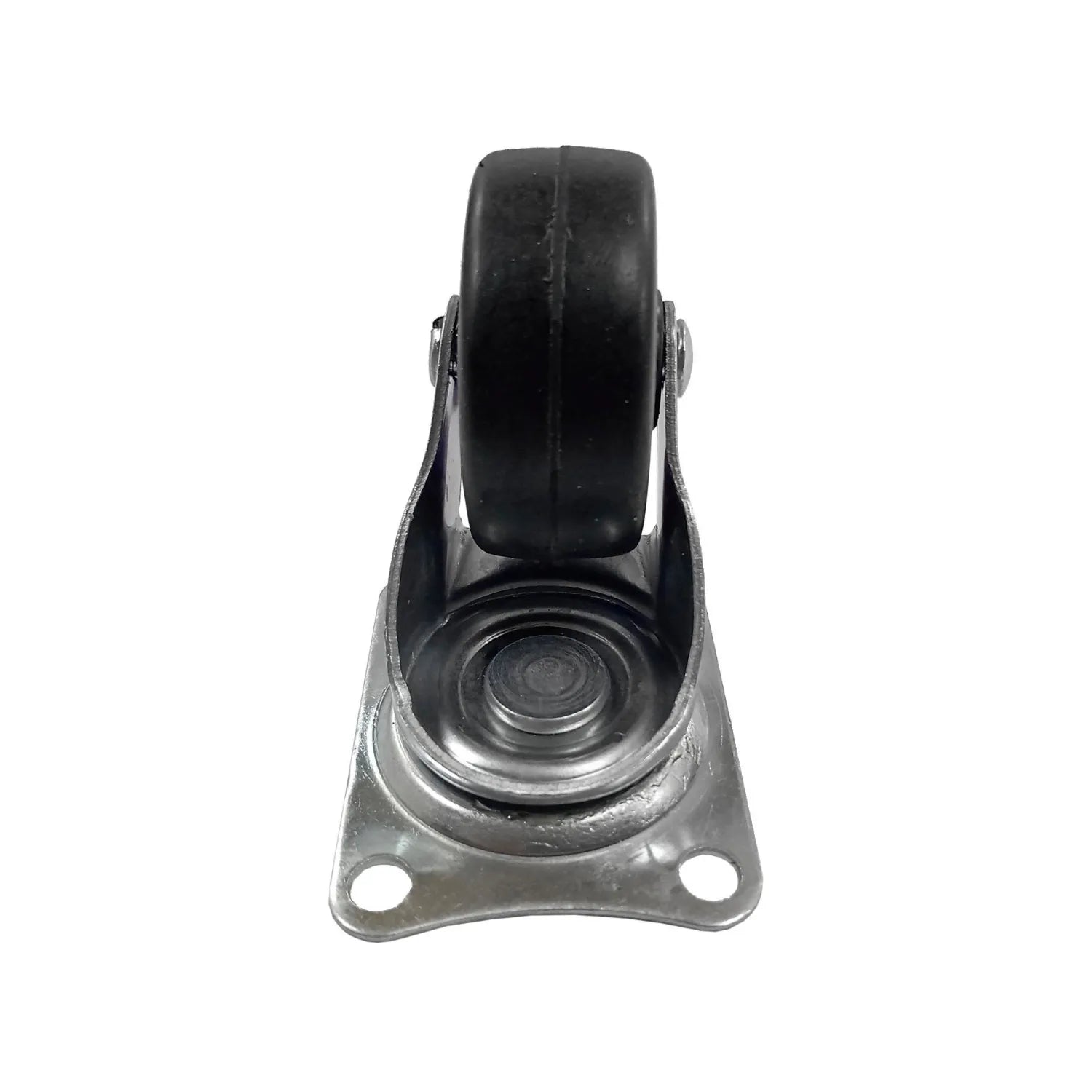 Rodaja giratoria 2.5" negra, rueda de goma con base metálica para muebles y carritos