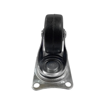 Rodaja giratoria 2.5" negra, rueda de goma con base metálica para muebles y carritos