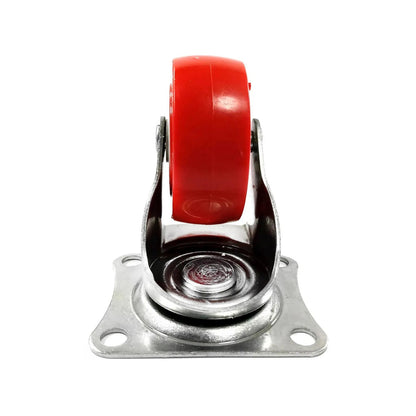 Rodaja giratoria roja 2.5 pulgadas, base metálica cromada para equipos y muebles