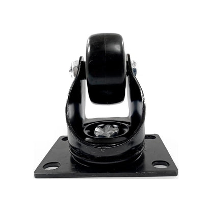 Rodaja giratoria 1.5" negra con rueda de plástico y base metálica para mover muebles