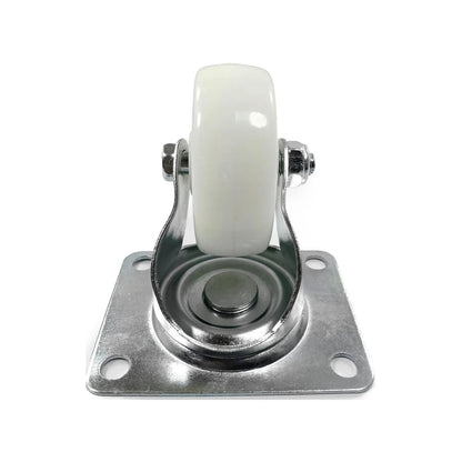 Rodaja giratoria 3 pulgadas, rueda blanca, placa metálica cuadrada para muebles