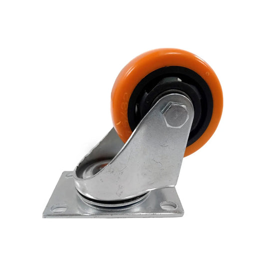 Rodaja giratoria 3 pulgadas naranja con placa de montaje metálica para muebles y equipos