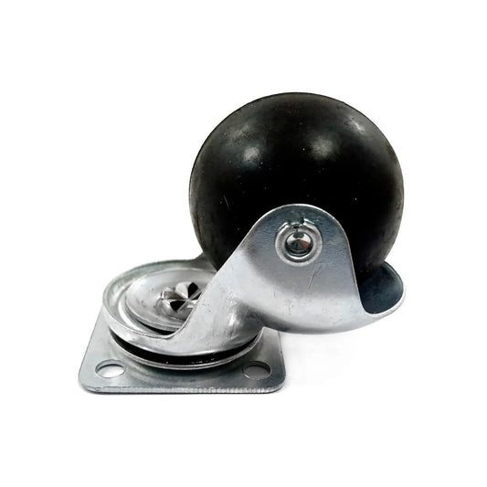 Rodaja de esfera giratoria negra de 1.5 pulgadas con base metálica plateada para muebles y exhibidores