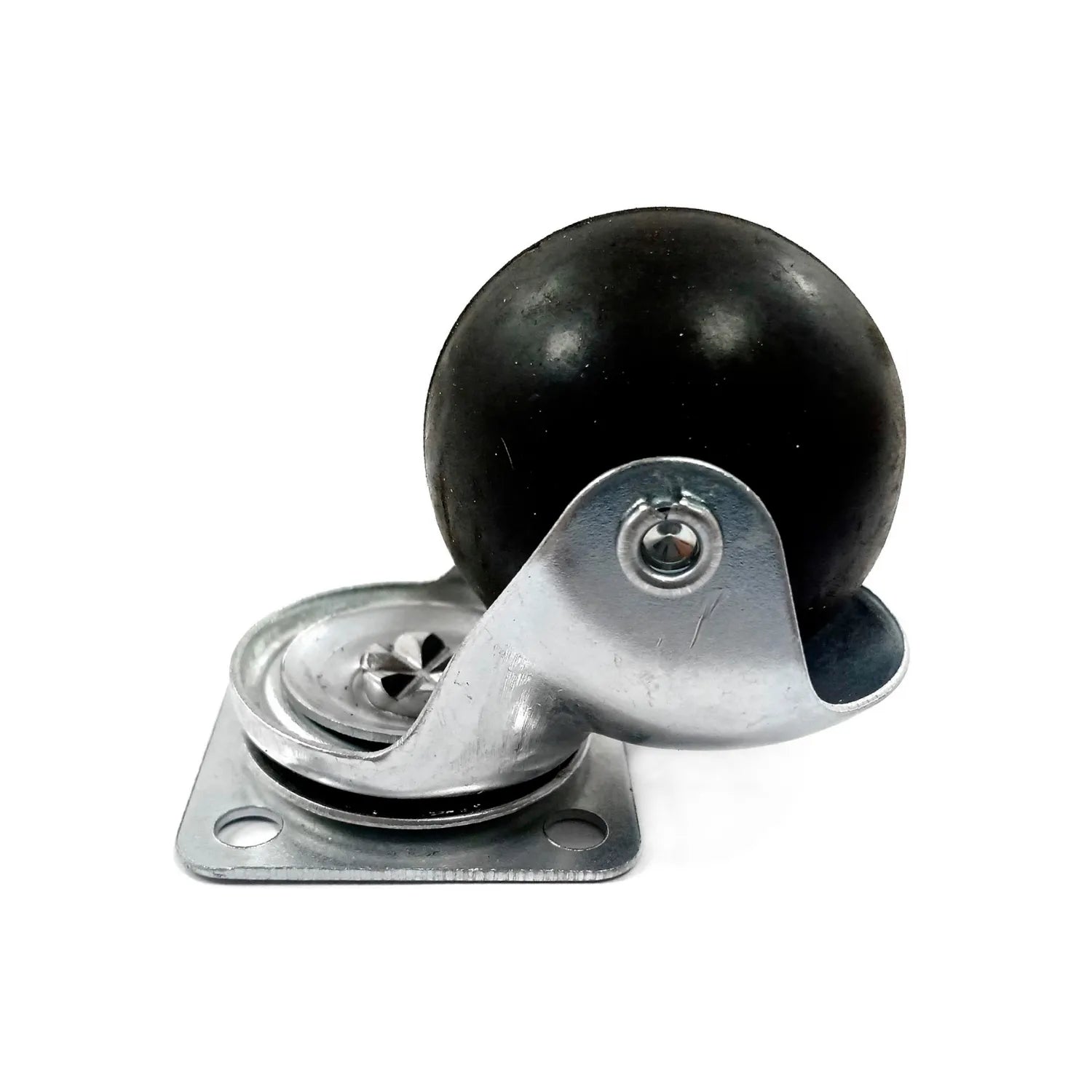 Rueda de polietileno.,Rodaja giratoria.,Rodaja negra.,Rodaja de esfera de 1.5"