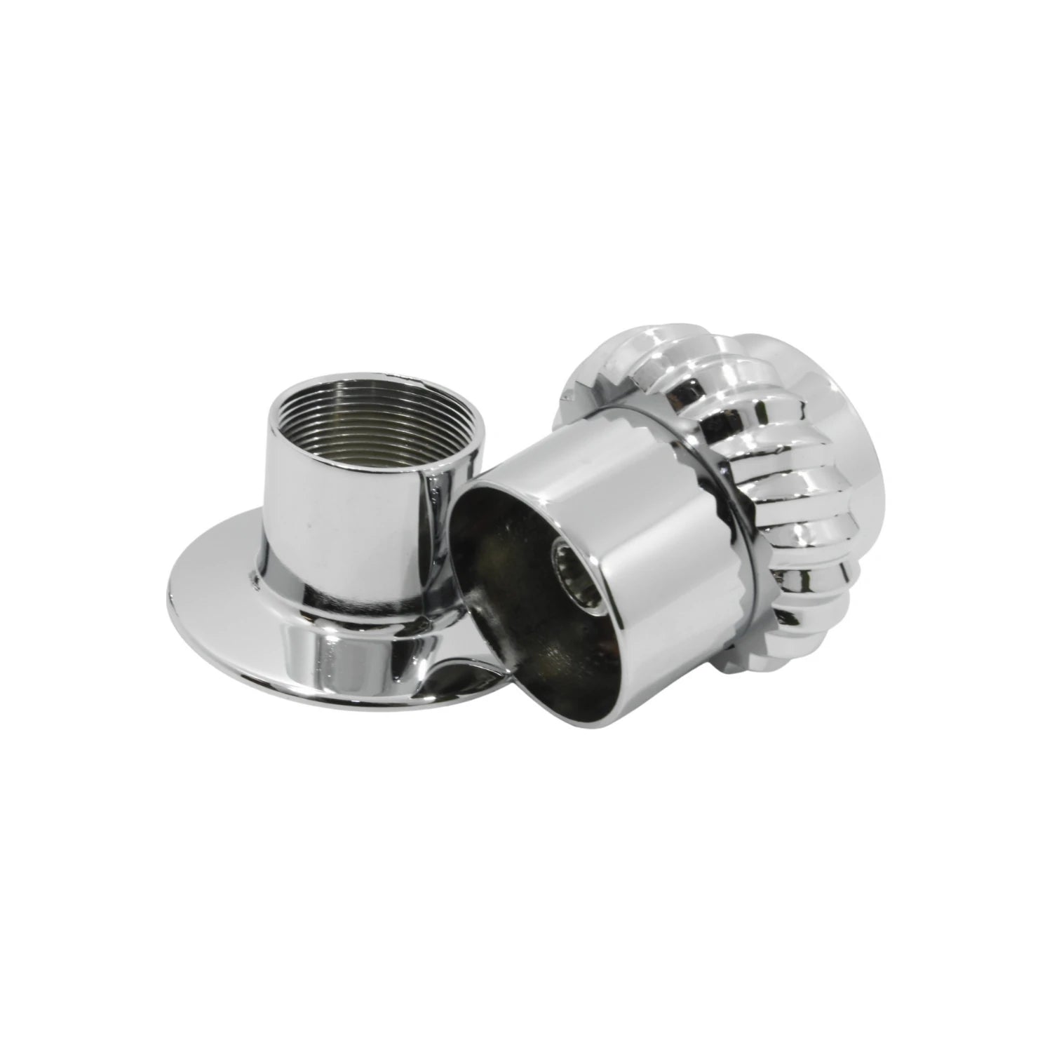 Maneral cromado para regadera con perilla estriada y base roscada, accesorio de baño