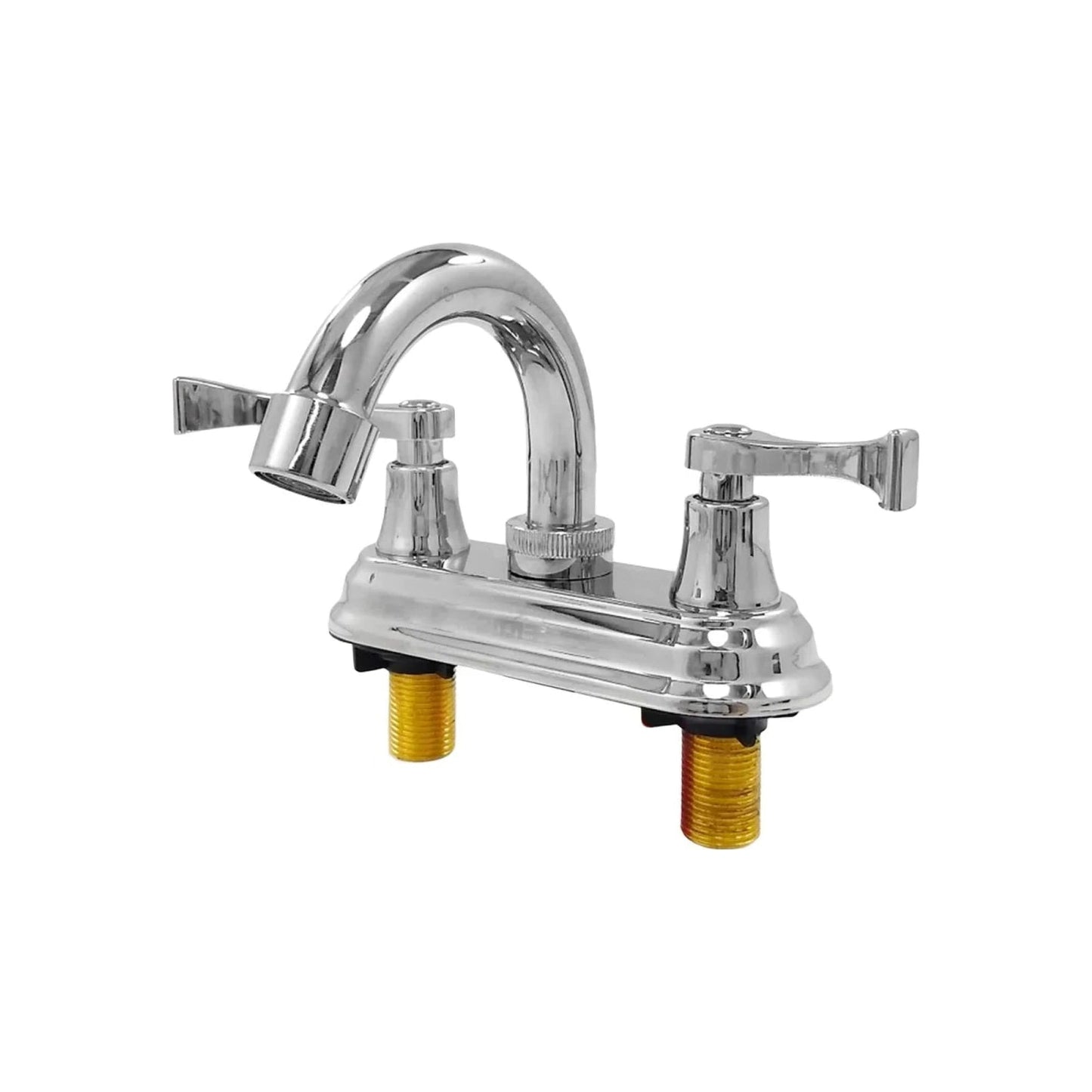 Mezcladora de lavabo cromada, dos manerales, cuello curvo, instalación de 4 pulgadas para baño