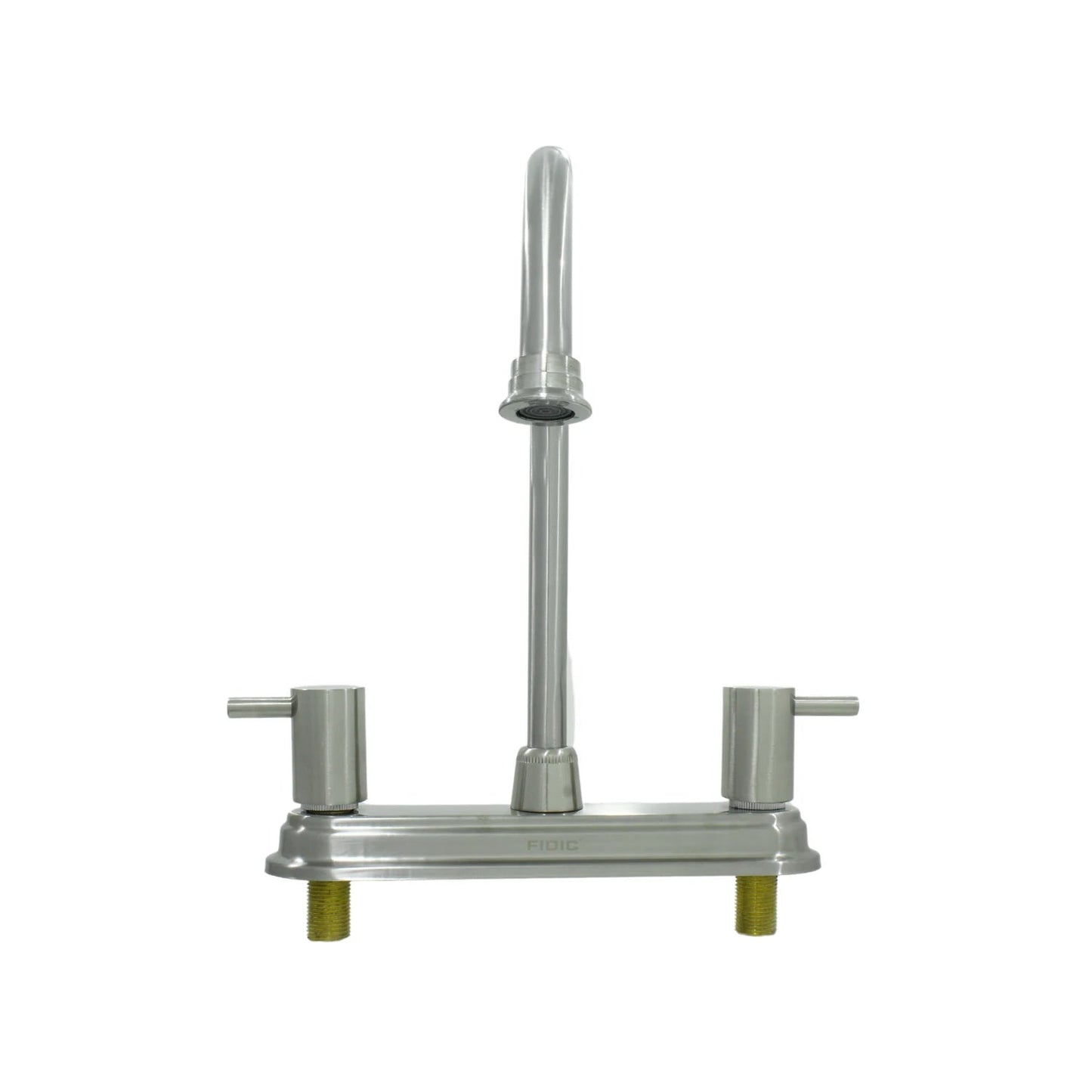 Mezcladora de fregadero Fidic 8" níquel cepillado, doble manija, caño alto con aireador.