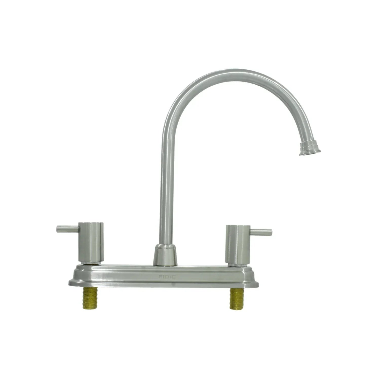 Mezcladora para fregadero 8" FIDIC, doble maneral, cuello de ganso, níquel cepillado