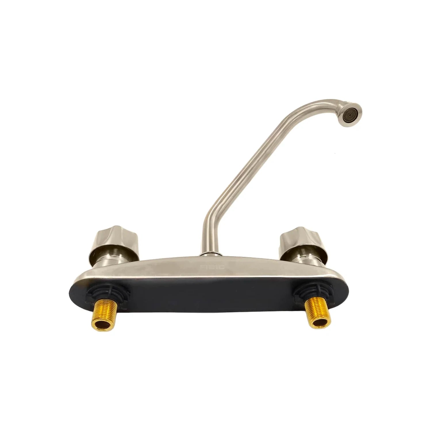 Mezcladora de fregadero FIDIC 8 pulgadas níquel satinado doble manija cuello de ganso