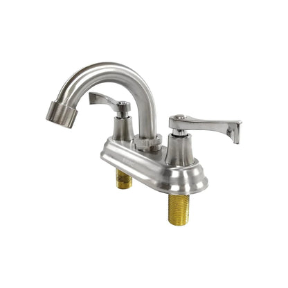 Mezcladora para lavabo FIDIC 4 pulgadas níquel cepillado con manerales de palanca y cuello de ganso