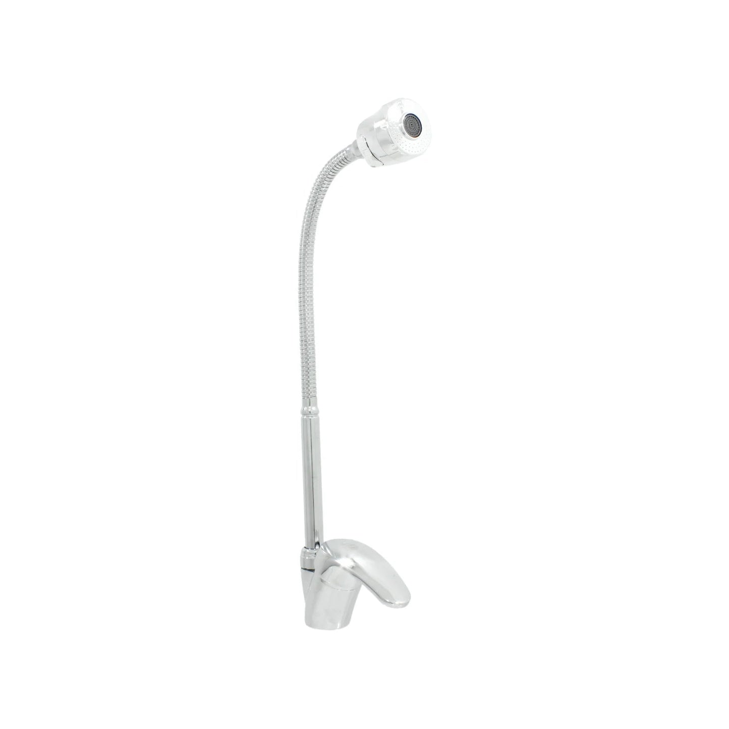 Mezcladora monomando de fregadero cromada con cuello de ganso flexible y rociador extraíble