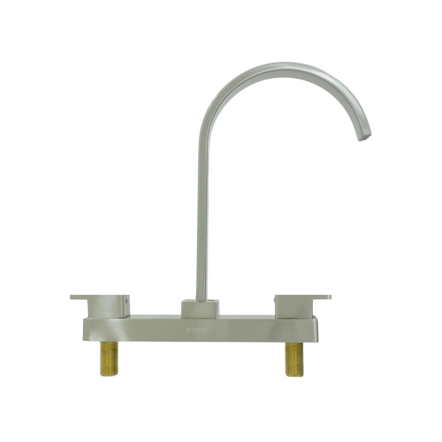 Cuerpo bronce.,Cuello metálico tipo curvo plano.,Cubierta metálica.,Acabado: Satín.,Llaves: 1/4" de vuelta.