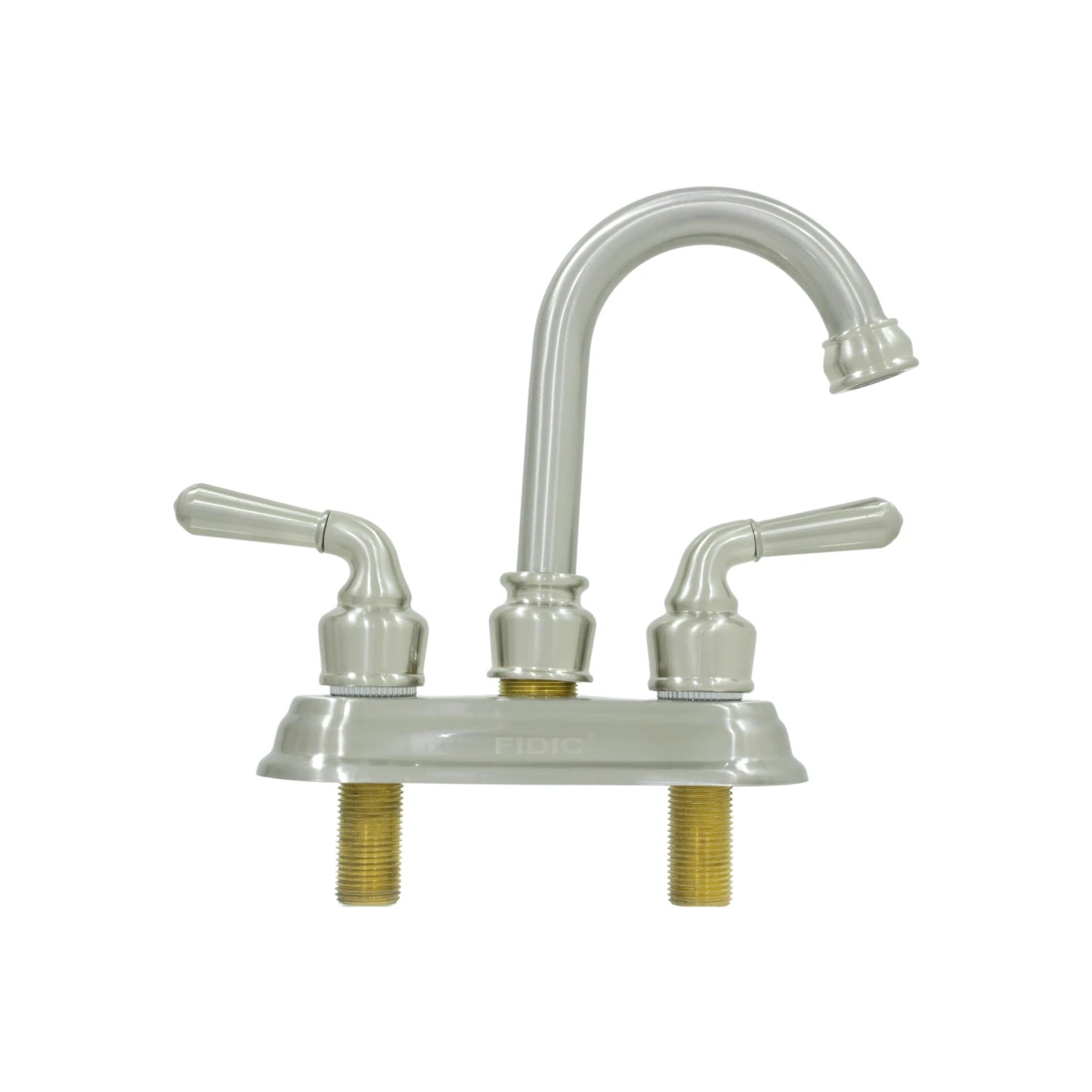 Mezcladora de lavabo Fidic 4 pulgadas, niquel cepillado, con doble manija, para baño