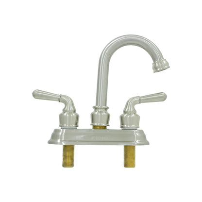 Mezcladora de lavabo Fidic 4 pulgadas, niquel cepillado, con doble manija, para baño