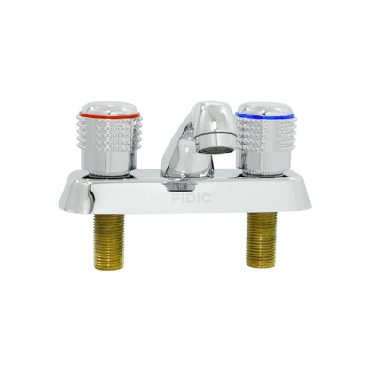Mezcladora de lavabo Fidic 4" cromada con manijas para agua fría y caliente, instalación deck.