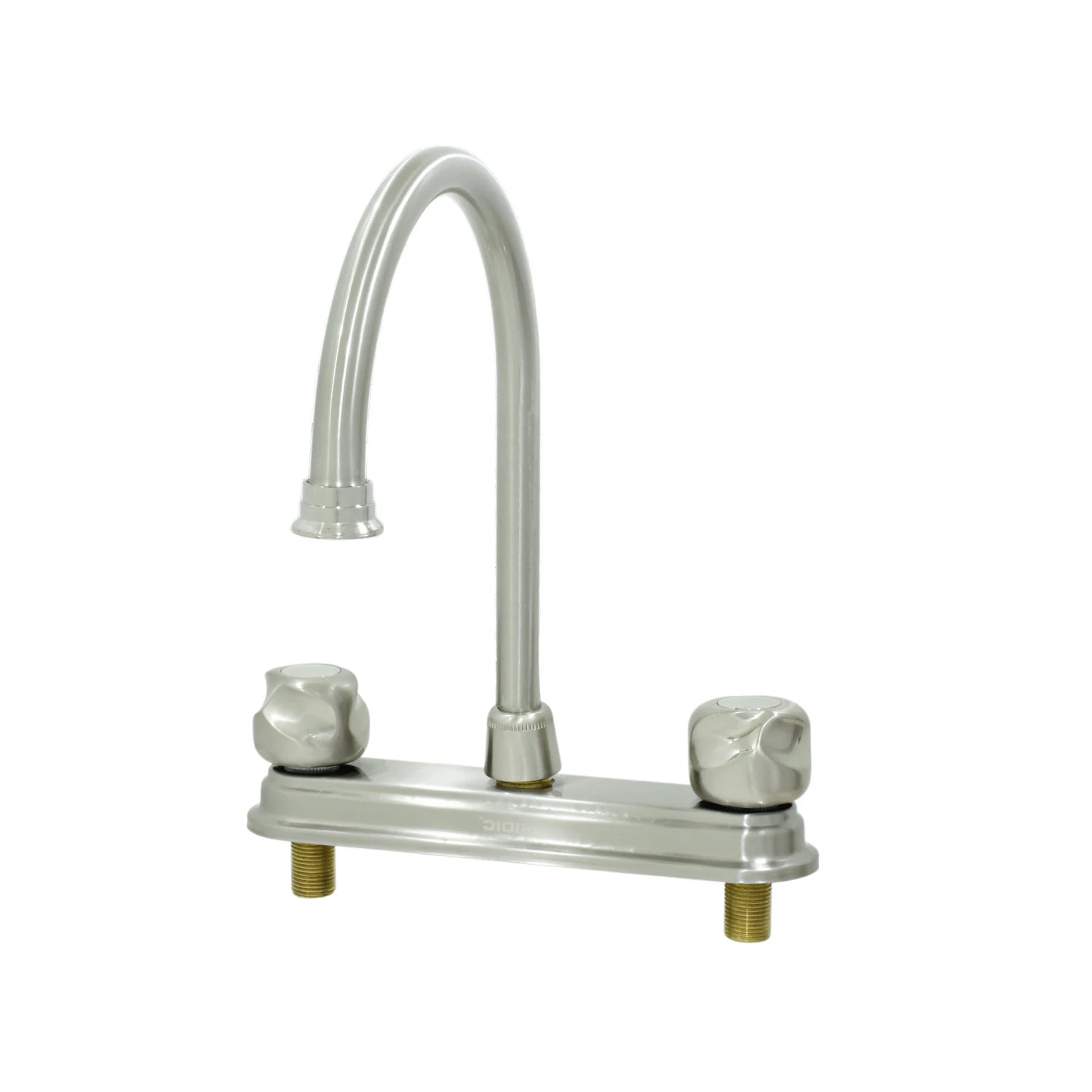 Mezcladora Fidic para fregadero de cocina 8 pulgadas, níquel cepillado, dos manijas, cuello de ganso