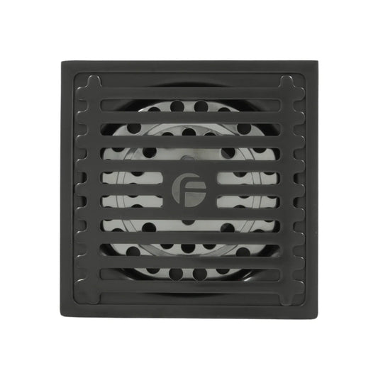 Coladera de piso cuadrada anti-olores Fidic 10x10 cm gris con rejilla