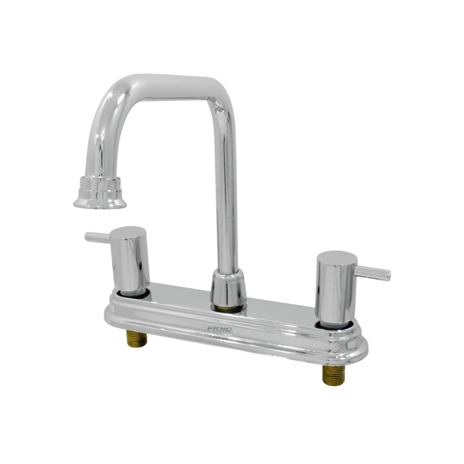 Grifo mezclador cromado Fidic para fregadero de cocina, 8 pulgadas, dos manerales, acabado brillante