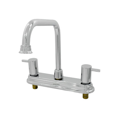 Grifo mezclador cromado Fidic para fregadero de cocina, 8 pulgadas, dos manerales, acabado brillante