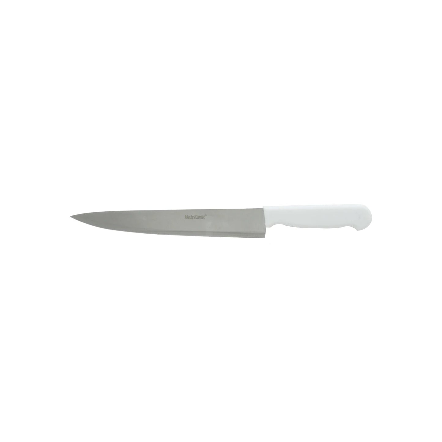 Cuchillo profesional Maincraft de 9 pulgadas con hoja lisa de acero inoxidable y mango blanco ergonómico