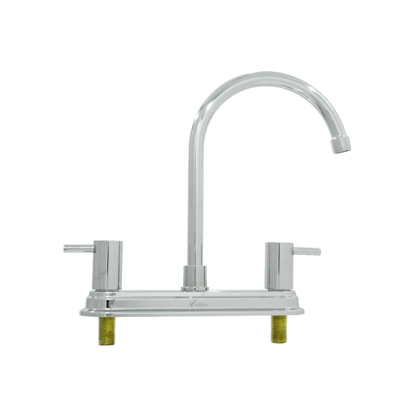 Mezcladora fregadero Valmain 8 pulgadas cromada, dos manerales, cuello de ganso