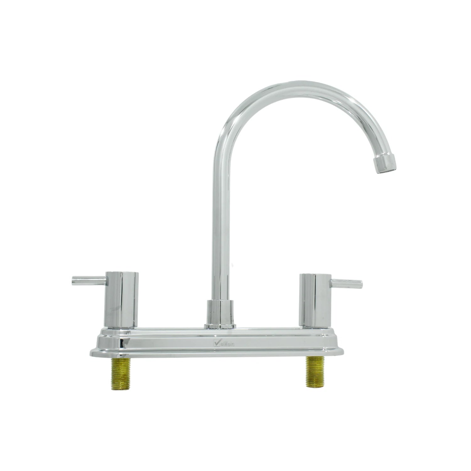 Mezcladora fregadero Valmain 8 pulgadas cromada, dos manerales, cuello de ganso