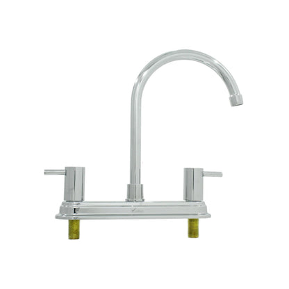 Mezcladora fregadero Valmain 8 pulgadas cromada, dos manerales, cuello de ganso