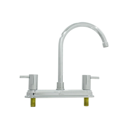 Mezcladora fregadero Valmain 8 pulgadas cromada, dos manerales, cuello de ganso