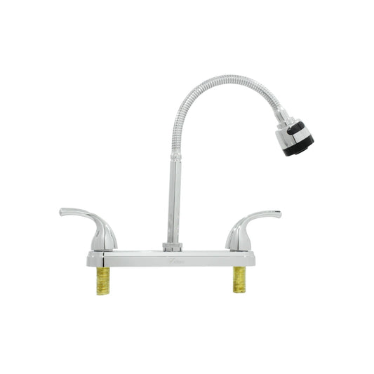Mezcladora de fregadero Vallen con grifo flexible cromado y doble manija