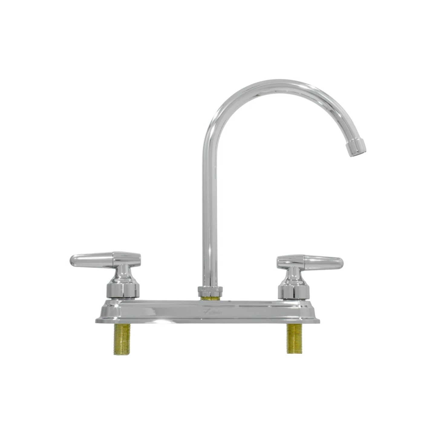 Mezcladora de fregadero Valmain 8 pulgadas cromada con cuello de ganso y manijas tipo palanca para cocina