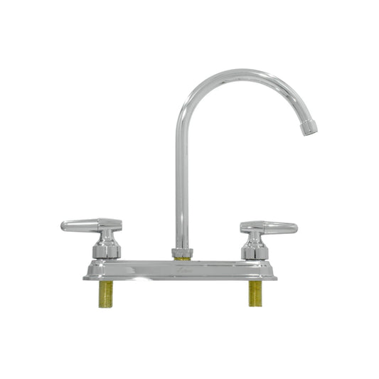 Mezcladora de fregadero Valmain 8 pulgadas cromada con cuello de ganso y manijas tipo palanca para cocina
