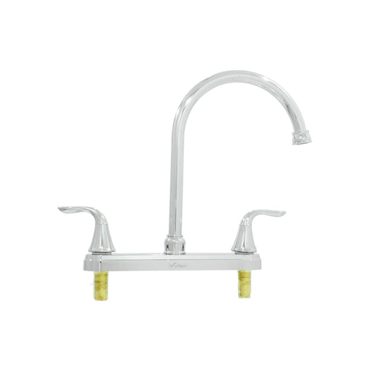 Mezcladora de fregadero Valmain cromada 8 pulgadas, doble maneral de palanca, cuello de ganso