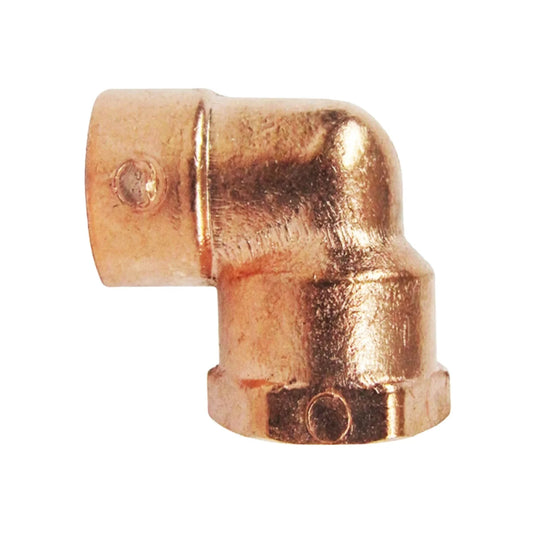 Codo de cobre 90 grados con rosca hembra para instalaciones de fontanería, gas y agua, accesorio de tubería duradero