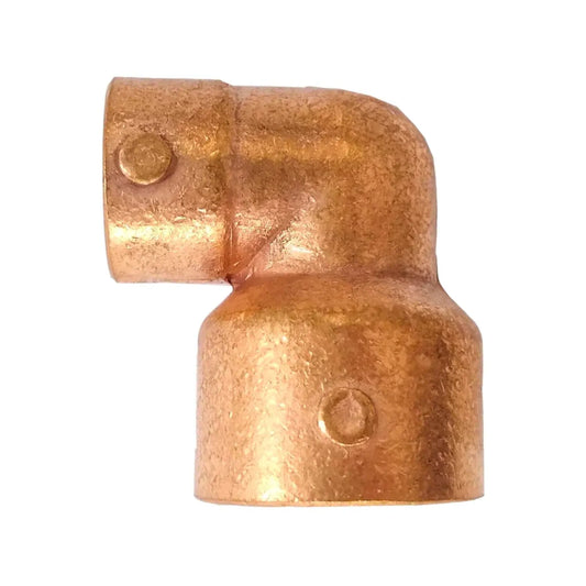 Codo de cobre 90 grados reductor para instalaciones de plomería y fontanería, accesorio de unión por soldadura.