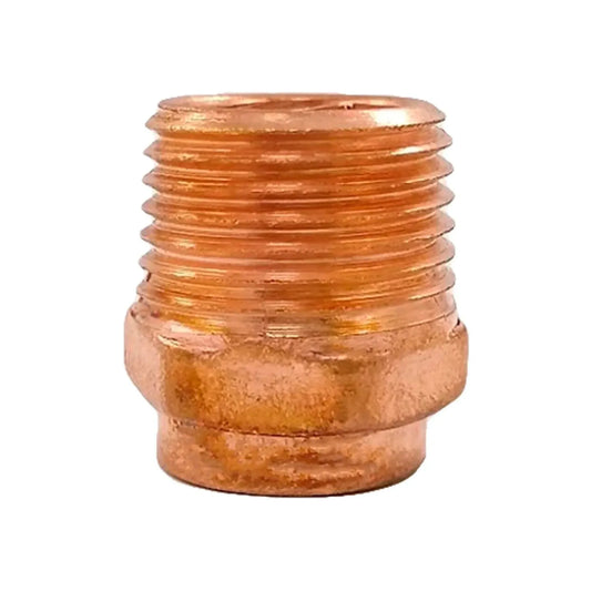 Adaptador macho de cobre para tubería, conexión roscada para fontanería residencial, color bronce brillante