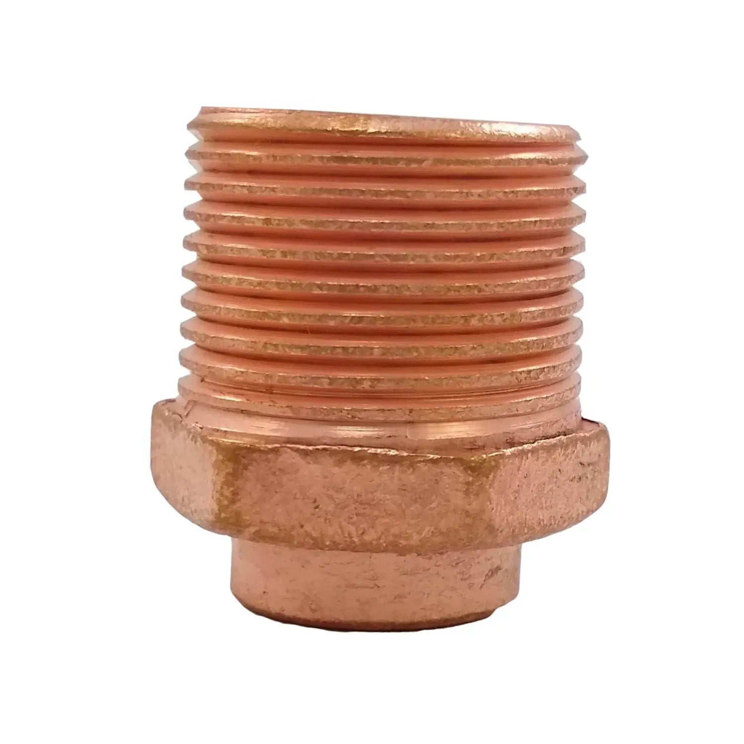 Adaptador macho de cobre para tubería, conector roscado de fontanería para instalaciones de gas o agua, acabado cobrizo