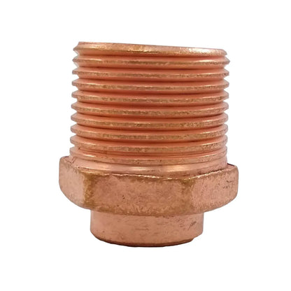 Adaptador macho de cobre para tubería, conector roscado de fontanería para instalaciones de gas o agua, acabado cobrizo