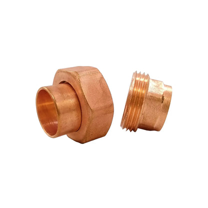 Unión universal de cobre para tubería soldable de 3 piezas, accesorio de plomería color bronce con rosca metálica