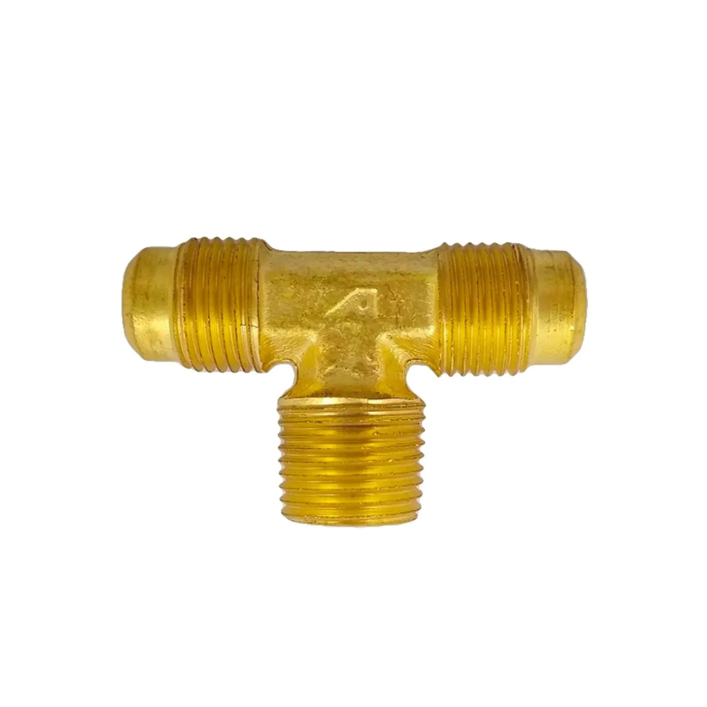 Conector de latón tipo T para manguera con roscas macho para instalaciones hidráulicas o de gas