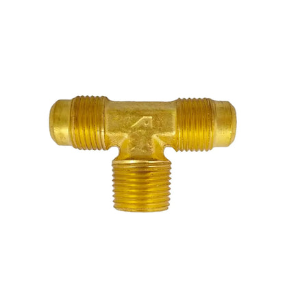 Conector de latón tipo T para manguera con roscas macho para instalaciones hidráulicas o de gas