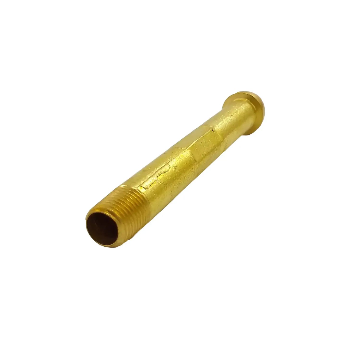 Niple de bronce roscado para plomería con extremo abocardado de 1/2 pulgada color dorado