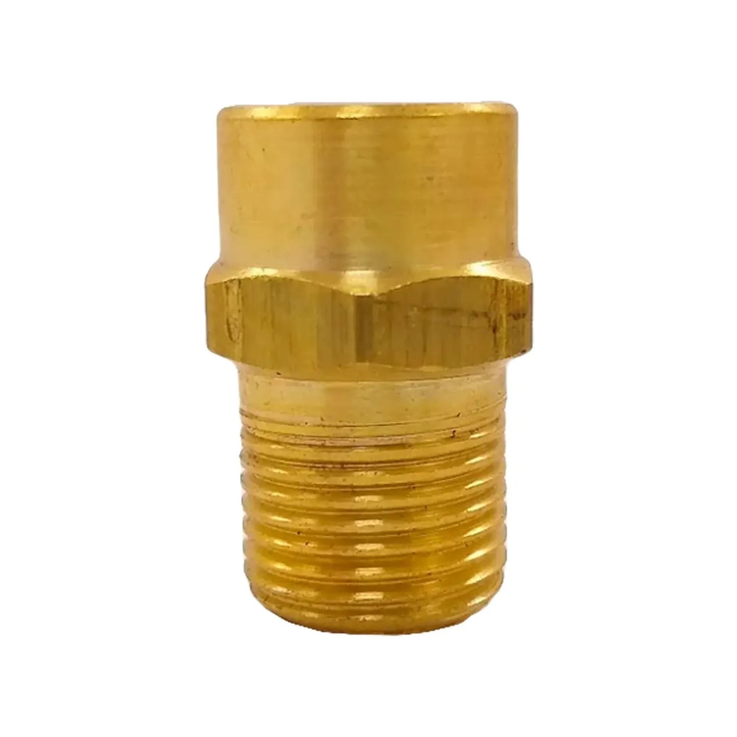 Conector adaptador de latón con rosca exterior para tuberías y conexiones de fontanería, acabado metálico dorado