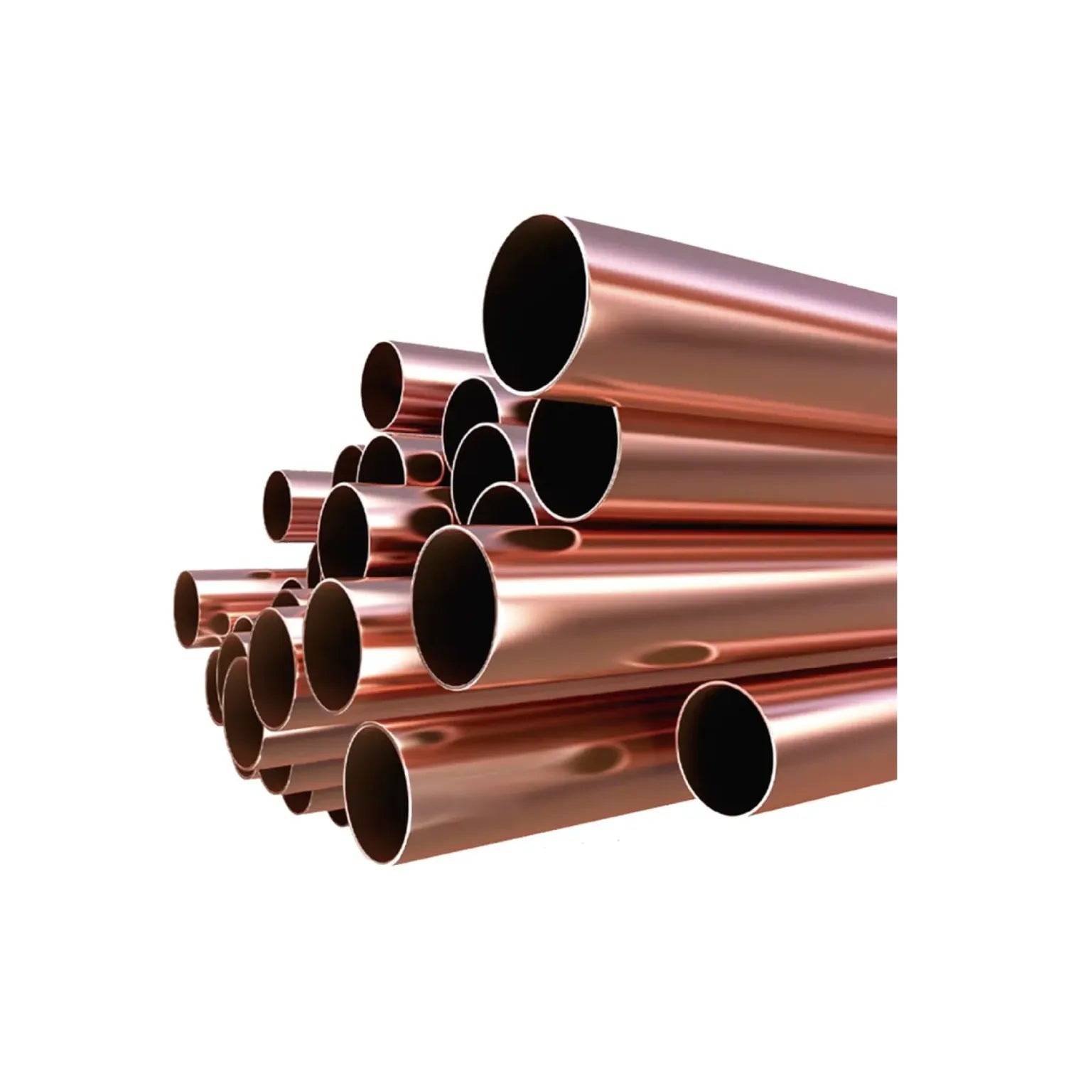 Tubos de cobre redondos industriales para instalaciones de fontanería, gas y refrigeración con acabado brillante
