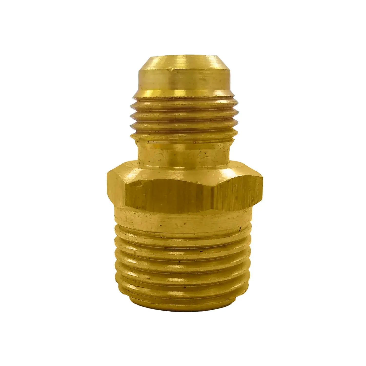 Adaptador de latón para manguera con rosca macho NPT y conexión acampanada SAE de 45 grados para sistemas hidráulicos o de gas