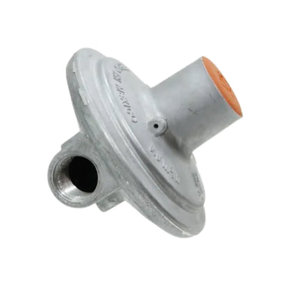 Regulador de gas LP de baja presión para tanque estacionario o portátil con cuerpo de aluminio y tapón protector naranja