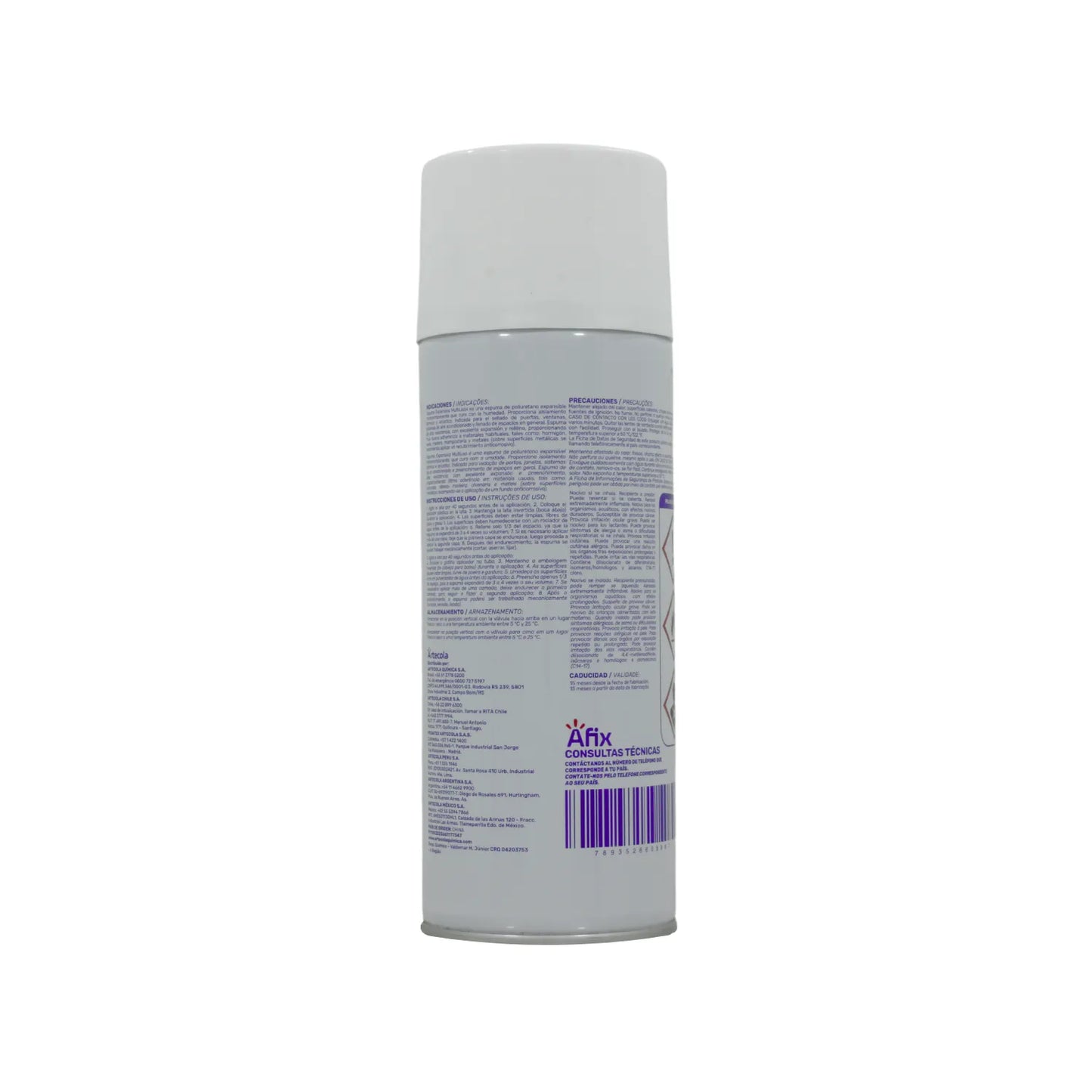 Espuma expansiva de poliuretano Afix 300ml, sellador aislante blanco para grietas y huecos en construcción.