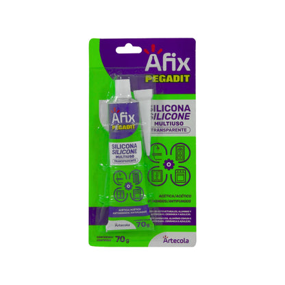 Silicona transparente multiuso Afix Pegadit 70g acética antihongos para baños, cocinas, puertas y ventanas.